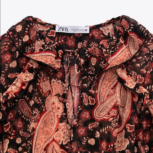 ZARA PRINTED RUFFLED BODYSUIT MULTICOLORED - Picture 8 of 9